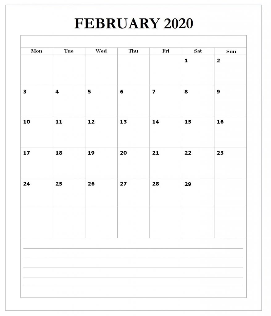 February 2020 Office Wall Calendar