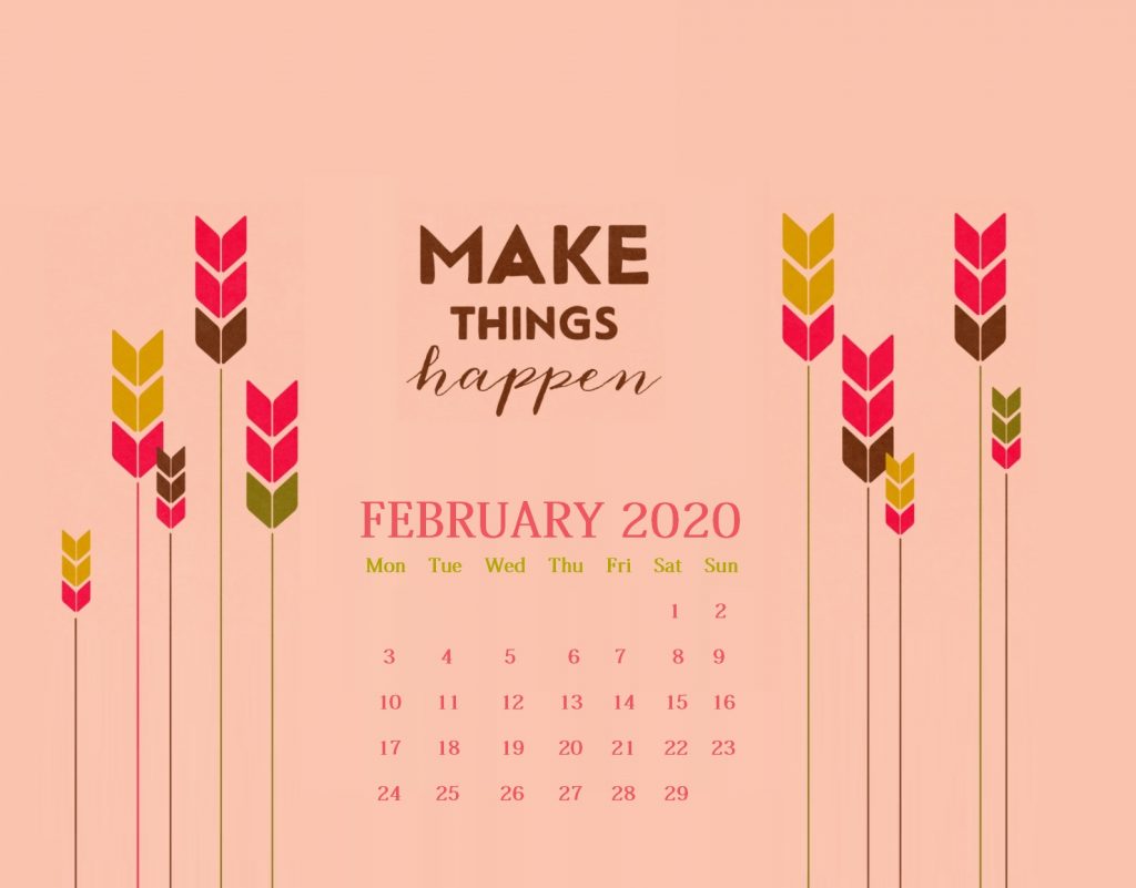 Floral February 2020 Desktop Calendar