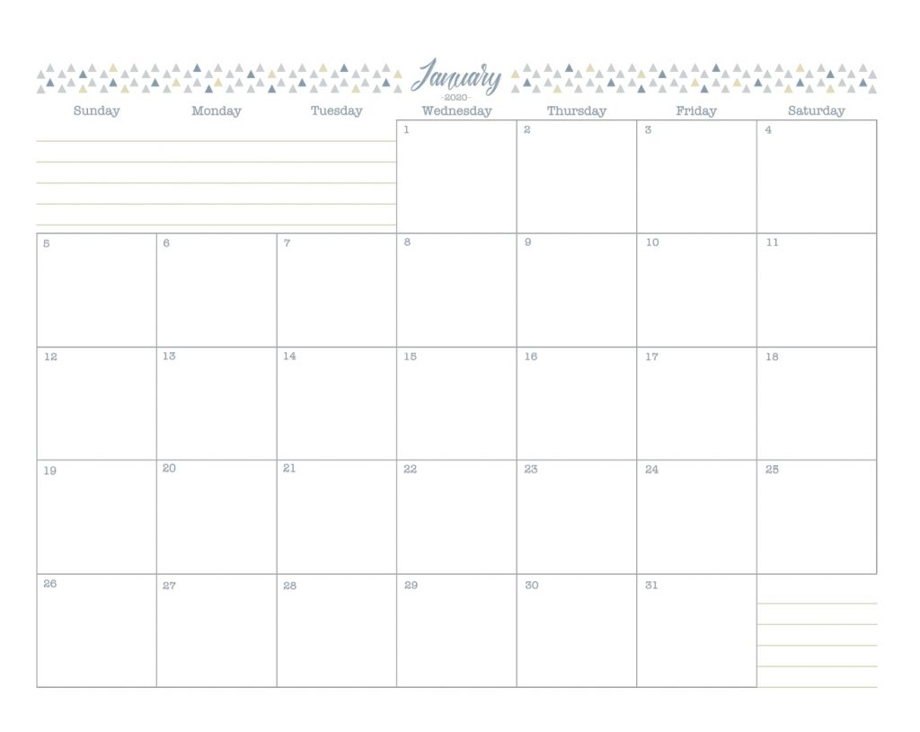 January 2020 Blank Calendar Template