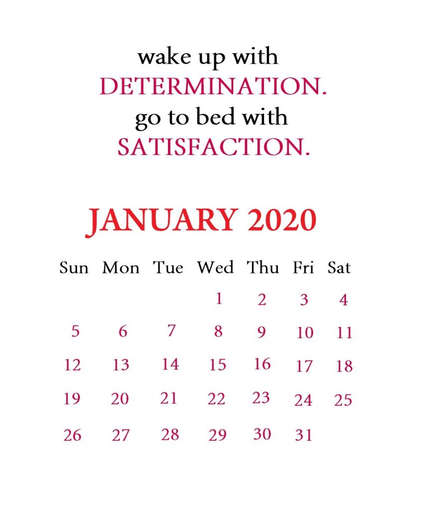 January 2020 Motivational Calendar