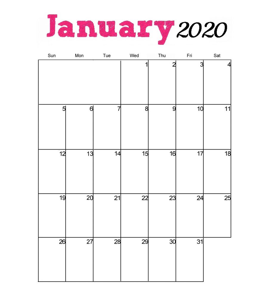 January 2020 Wall Calendar To Print