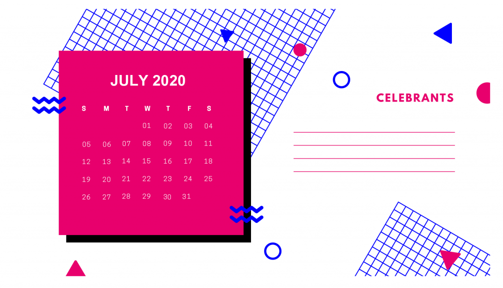 July 2020 Desk Calendar