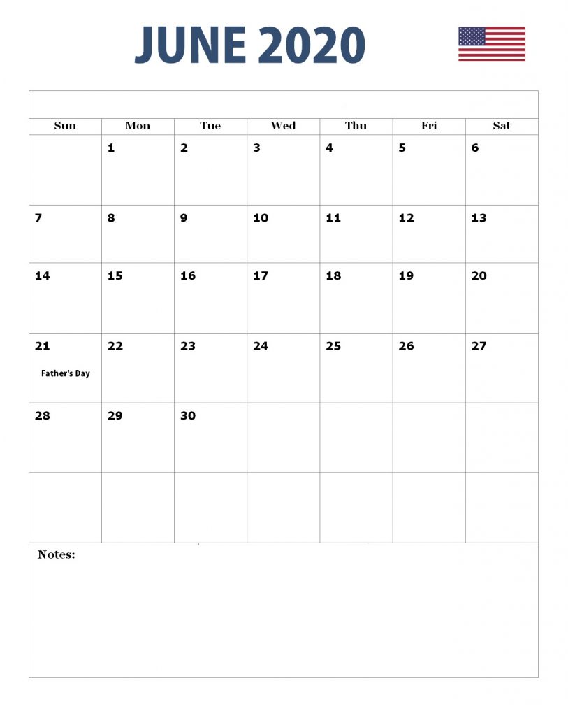 June 2020 USA Holidays Calendar