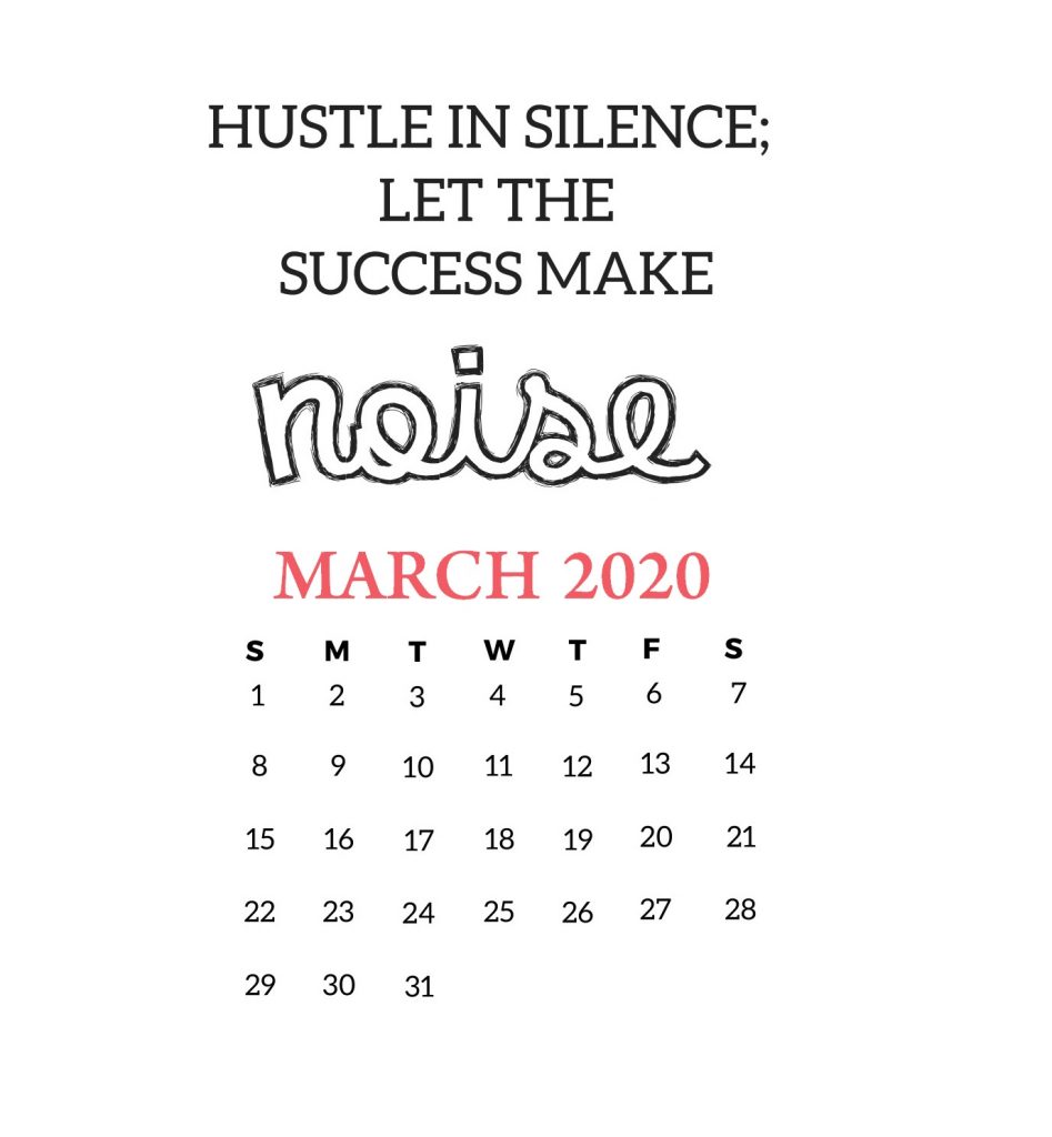 March 2020 Motivational Calendar