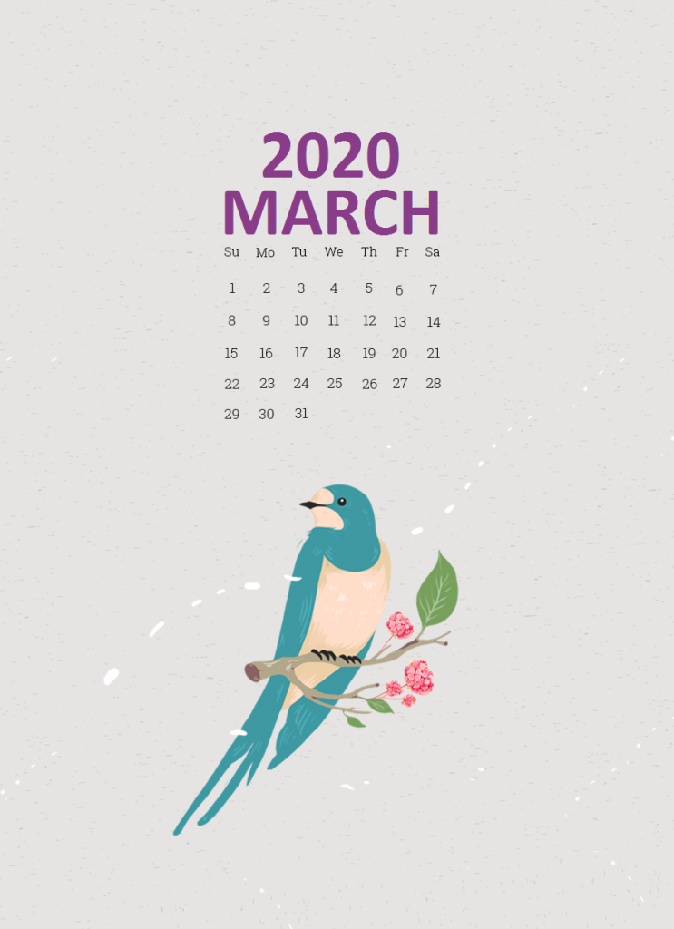 March 2020 iPhone Calendar