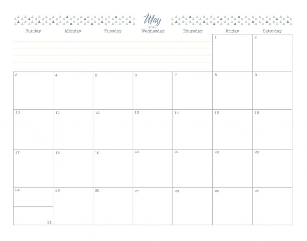 May 2020 Blank Calendar Template