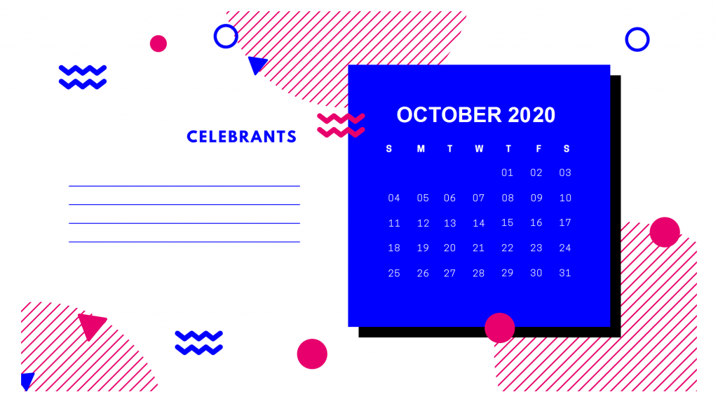October 2020 Desk Calendar