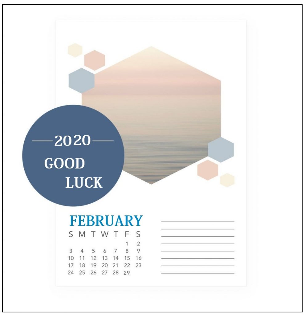Pretty February 2020 Calendar