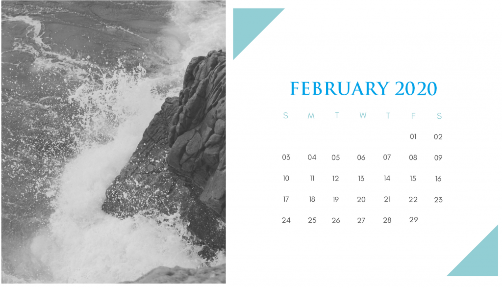 Printable February 2020 Desk Calendar