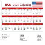 USA Holidays 2020 Calendar