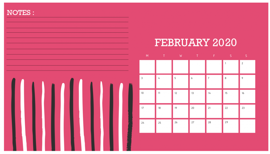 Unique February 2020 Calendar Template