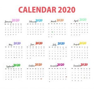 Watercolor 2020 Calendar Printable