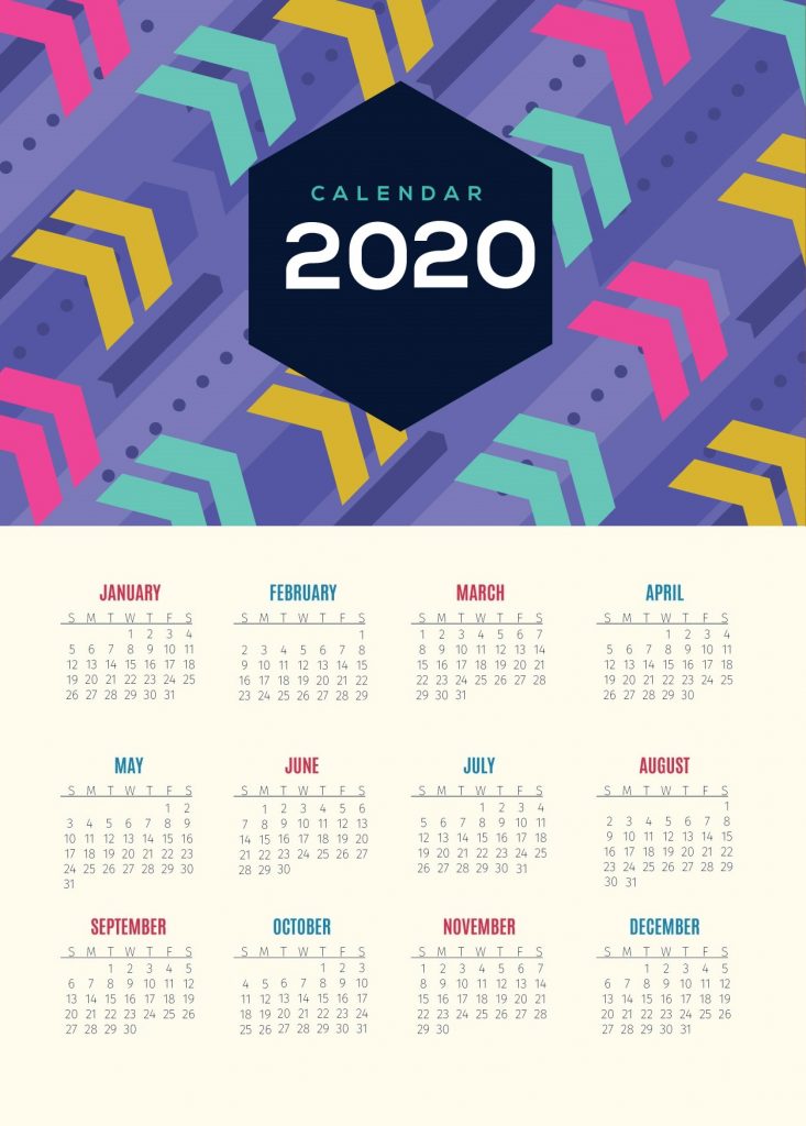 Yearly 2020 Calendar Template