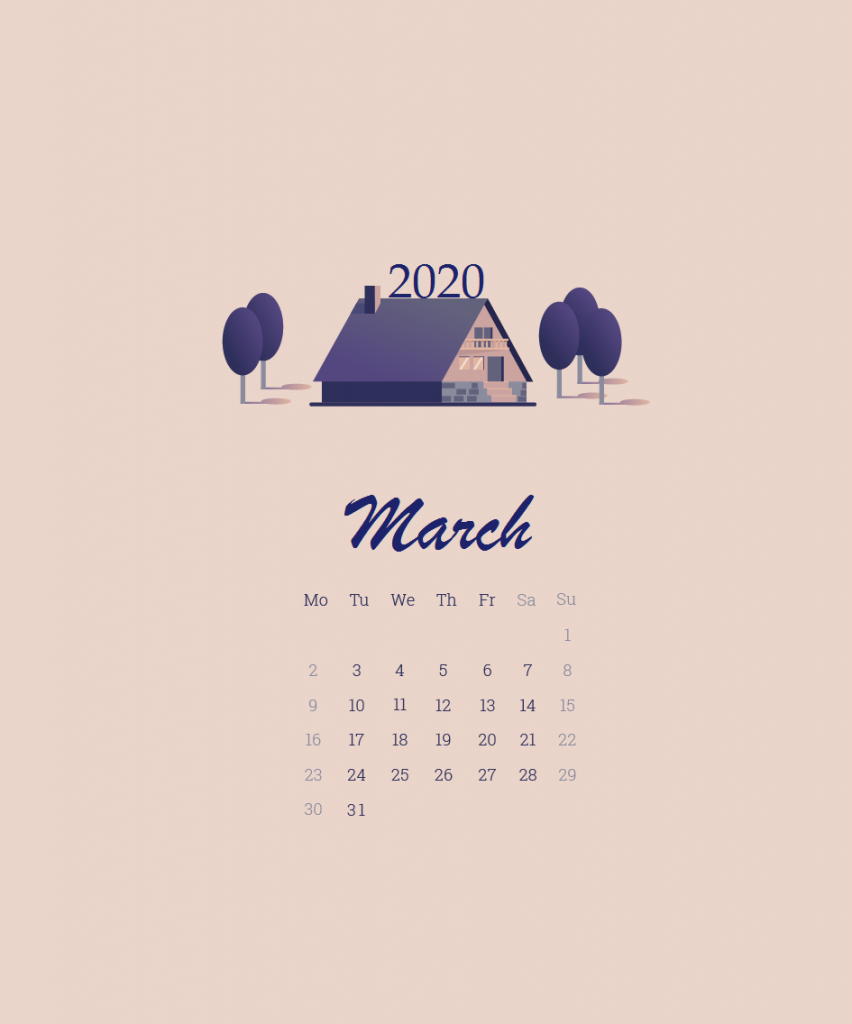 iPhone March 2020 Wallpaper Calendar