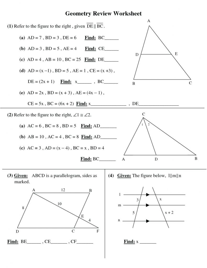 Free Printable Geometry Worksheets For 9th Grade