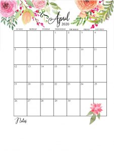 Floral 2020 Calendar Printable