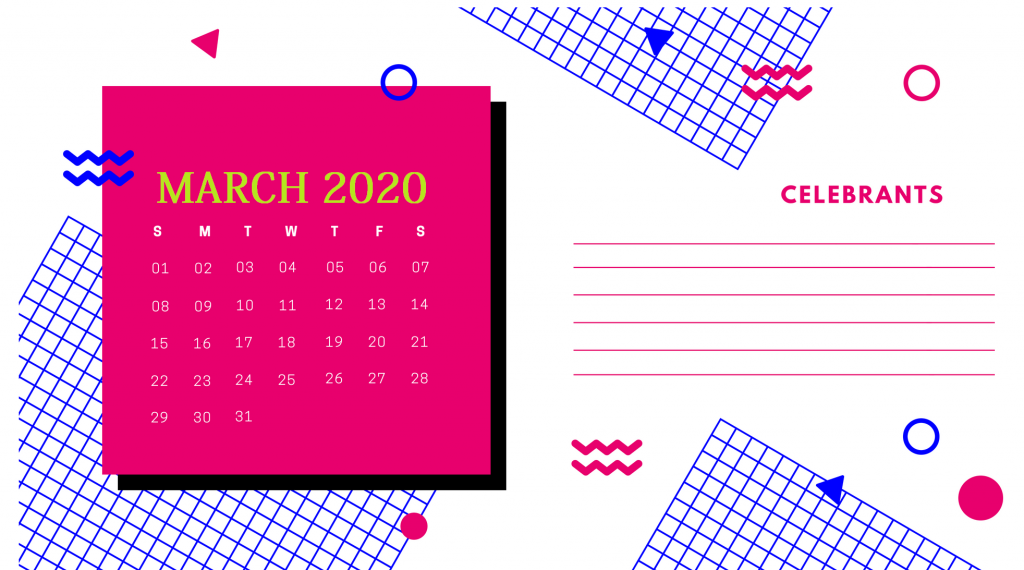 Cute March 2020 Printable Calendar
