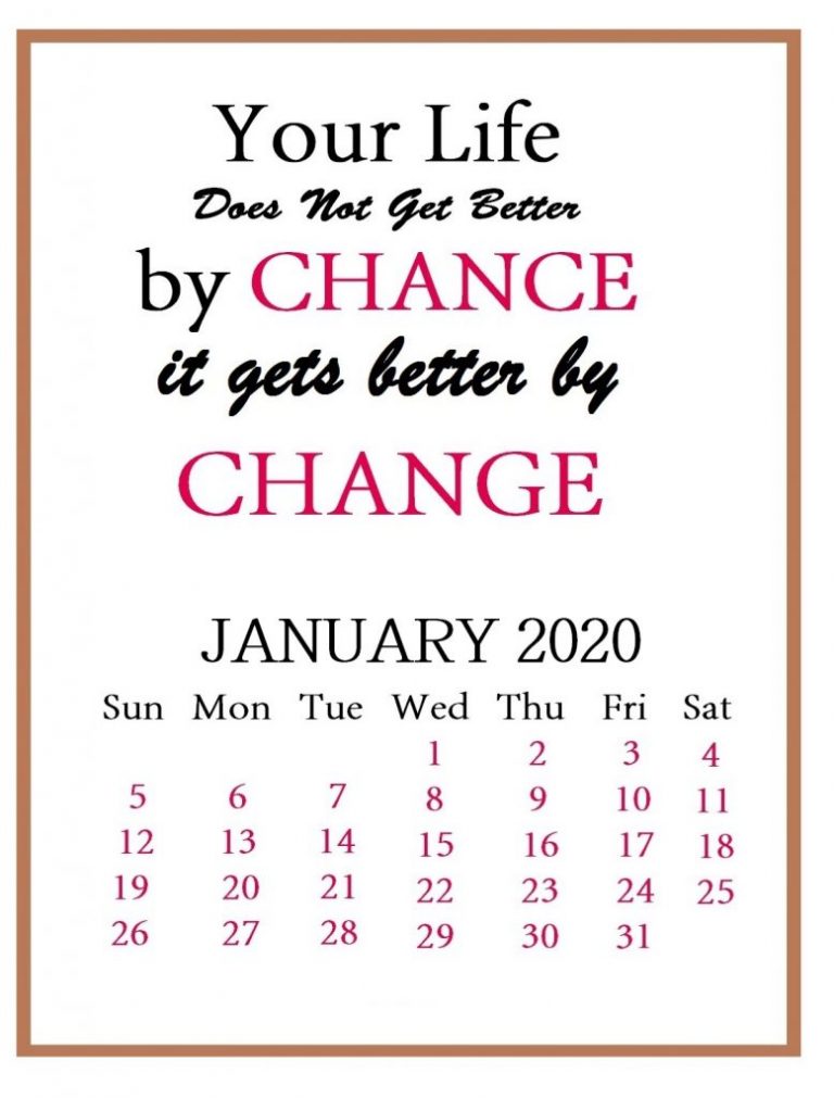 Inspiring January 2020 Quotes Calendar