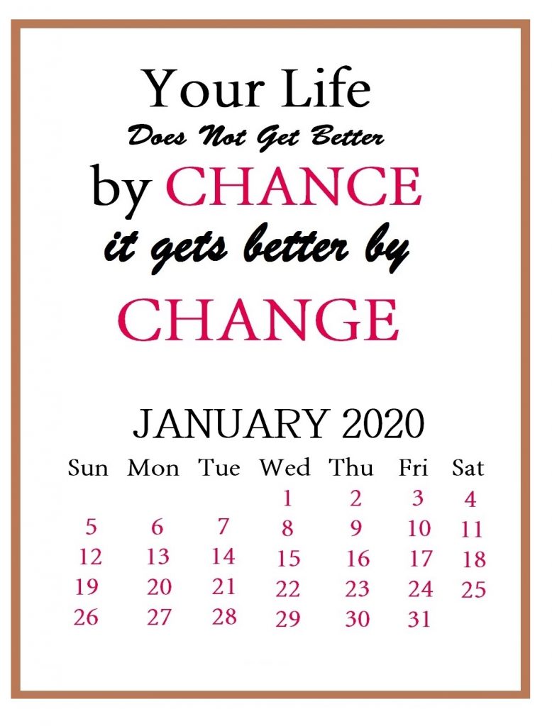 January 2020 Motivational Quotes Calendar