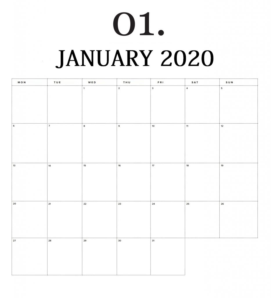 January 2020 Wall Calendar To Print