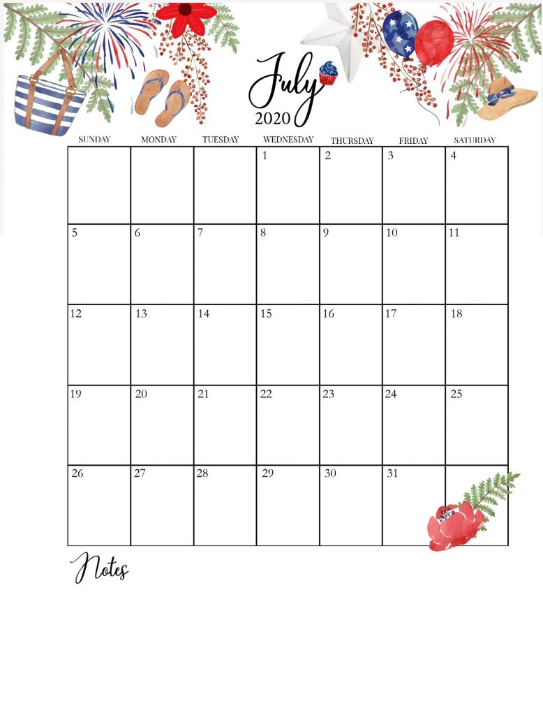 July 2020 Floral Calendar