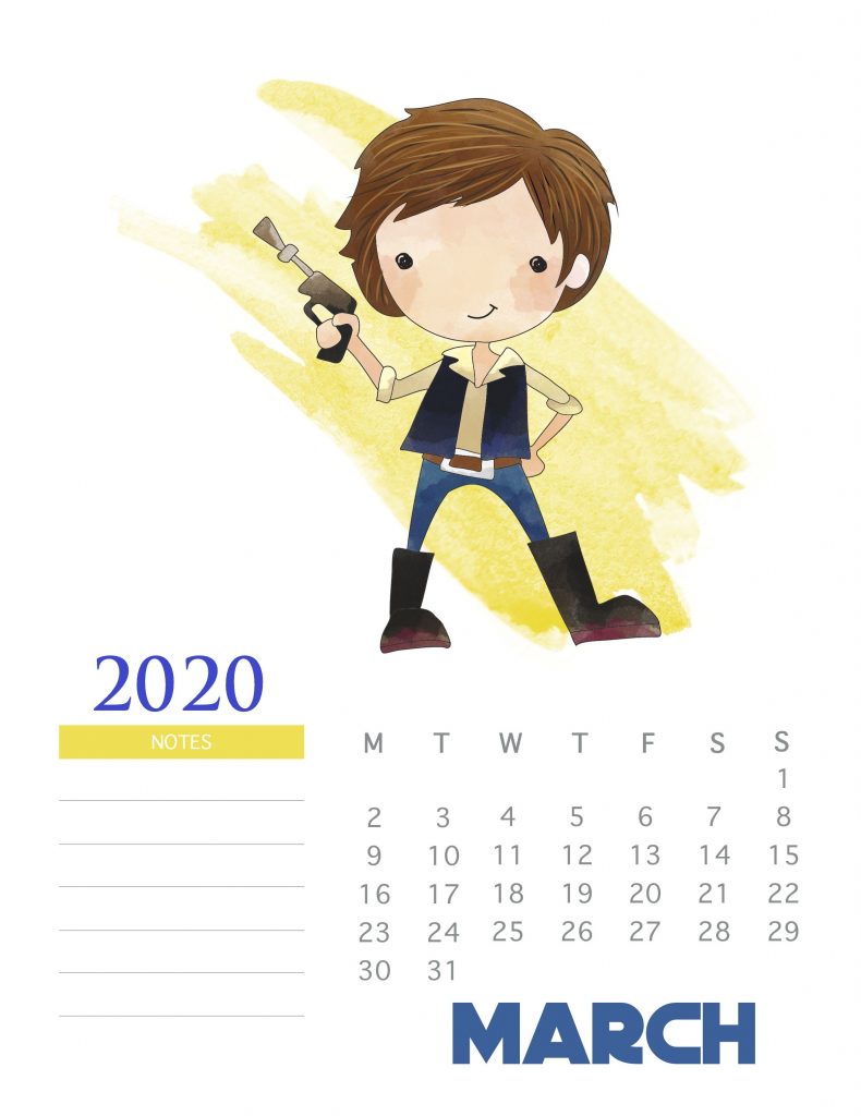 March 2020 Star Wars Calendar