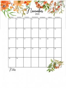 Floral 2020 Calendar Printable