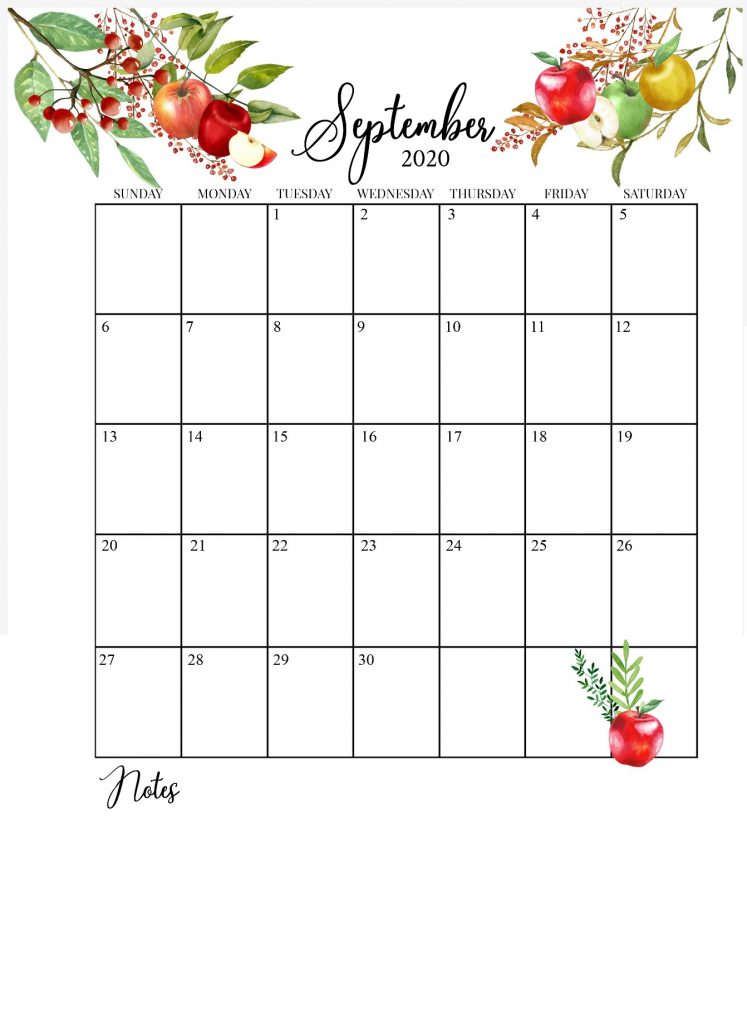 September 2020 Floral Calendar