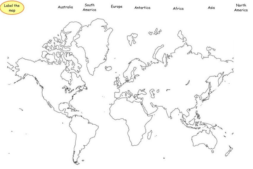 World Map 7 Continents