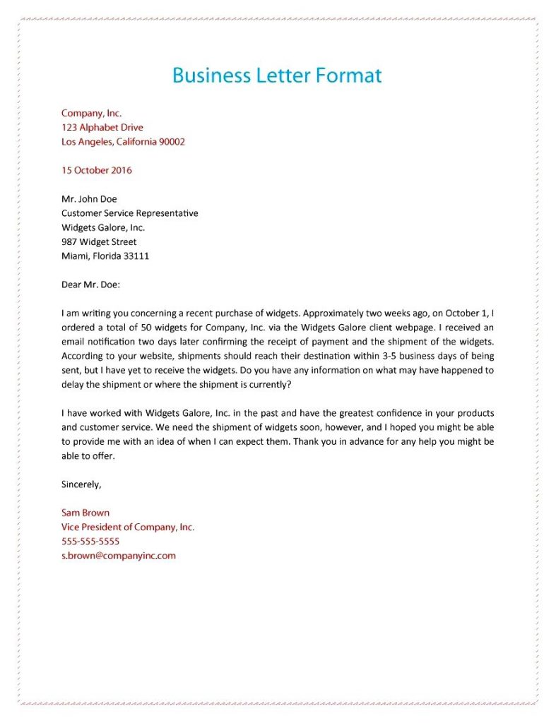 Business Letter Format Template