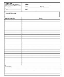 Blank Cornell Notes Template Notes Word Doc