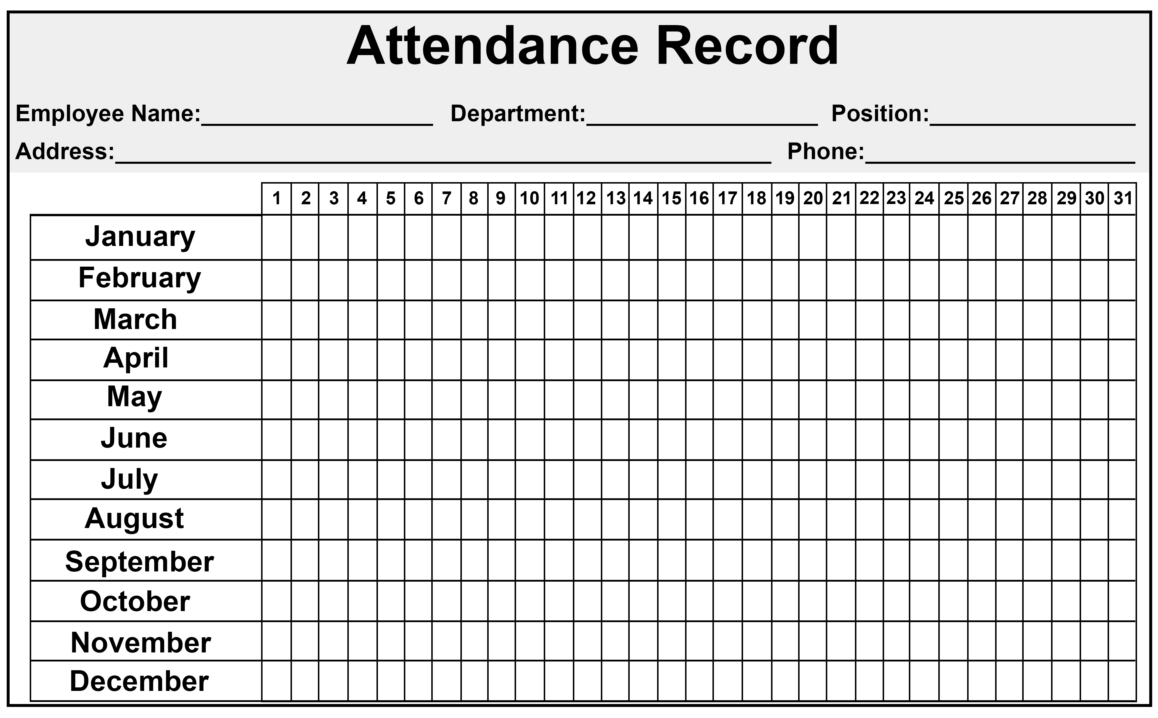 Excel Employee Attendance Sheet 2019