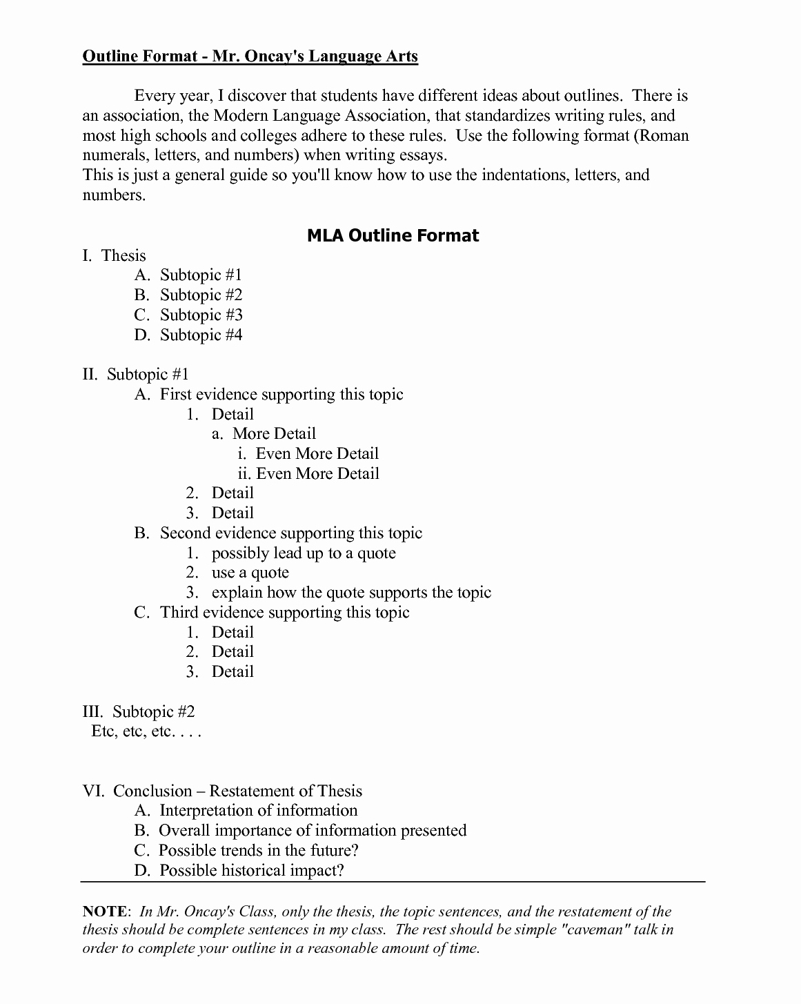 MLA Format Template Outline Word