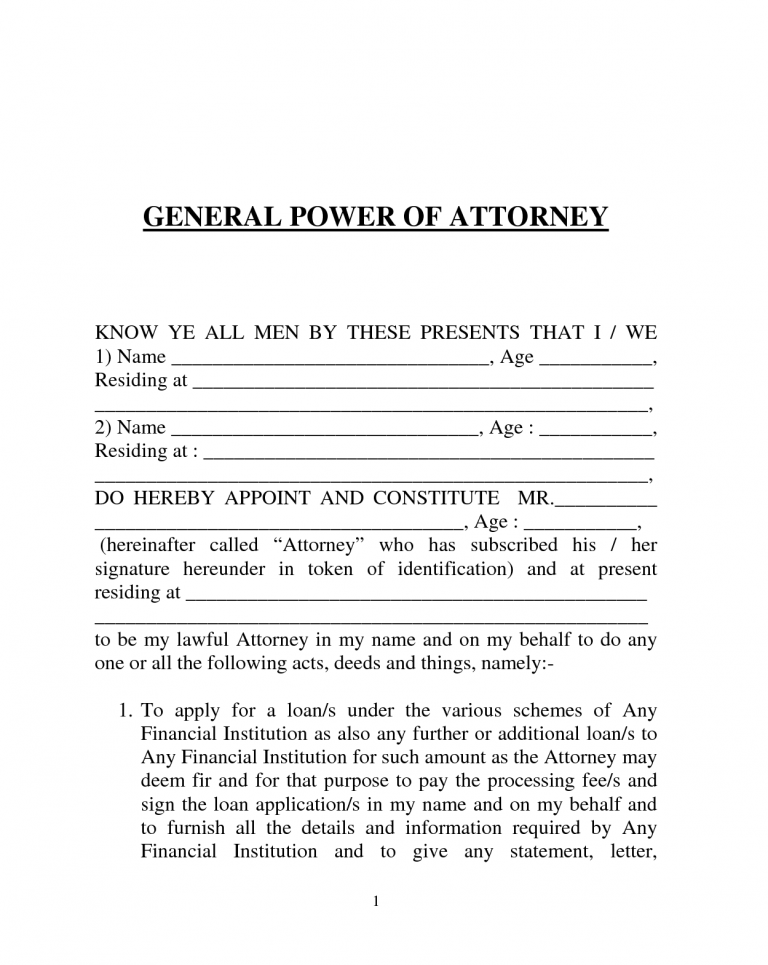 power of attorney sample download Sample Power of Attorney Blog