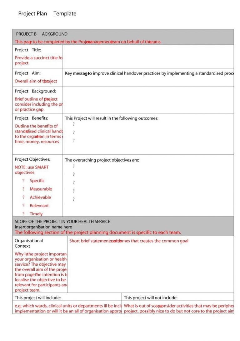 Simple Project Plan Template