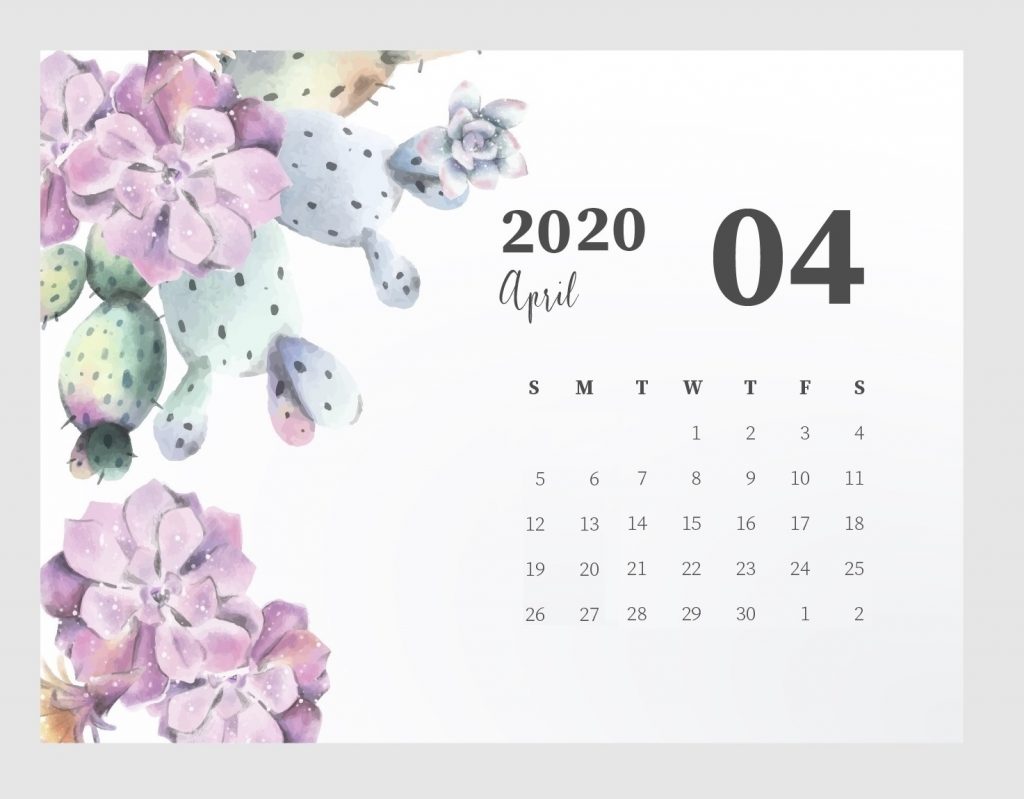 Beautiful April 2020 Calendar