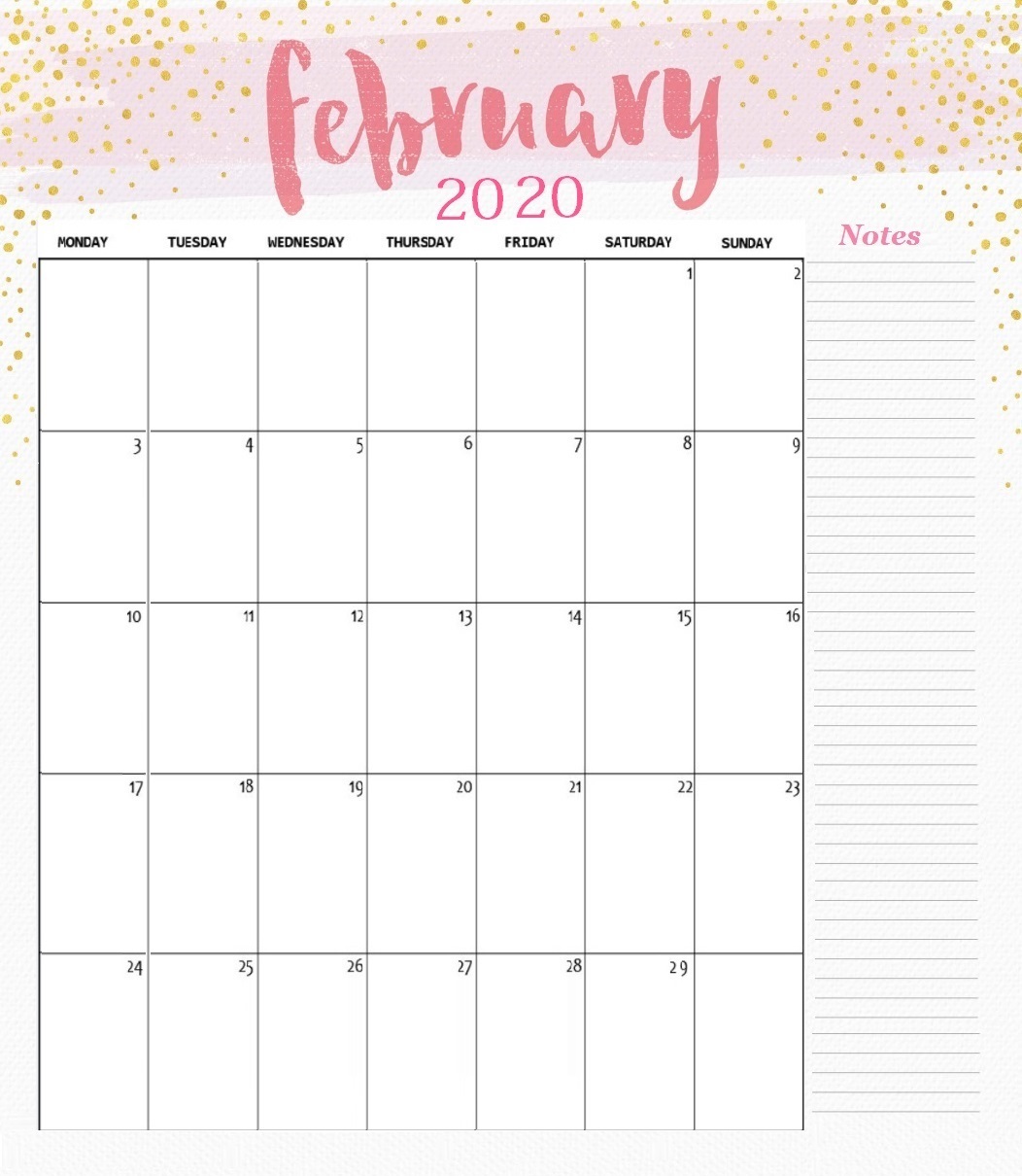Beautiful February 2020 Desk Calendar
