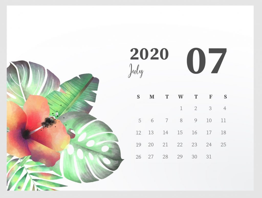 Beautiful July 2020 Calendar