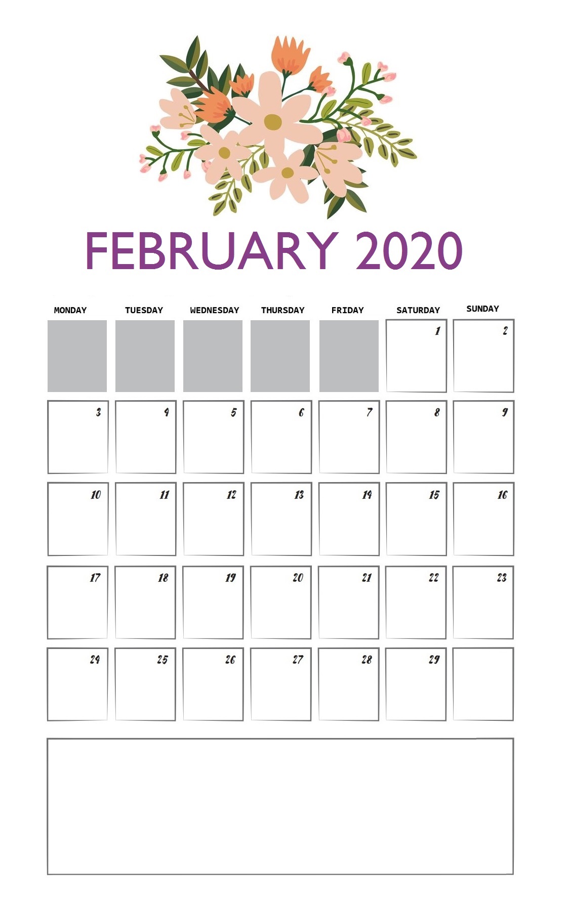Cute February 2020 Wall Calendar