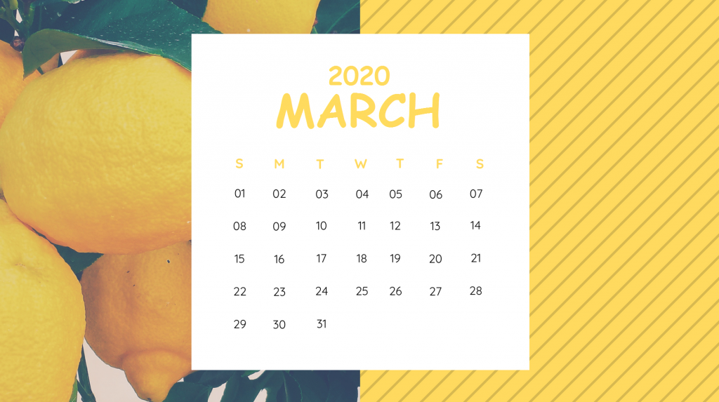 Cute March 2020 Desk Calendar