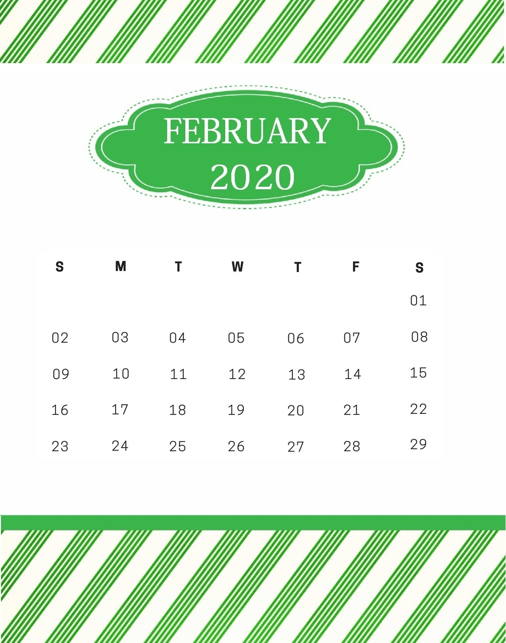 February 2020 Wall Calendar