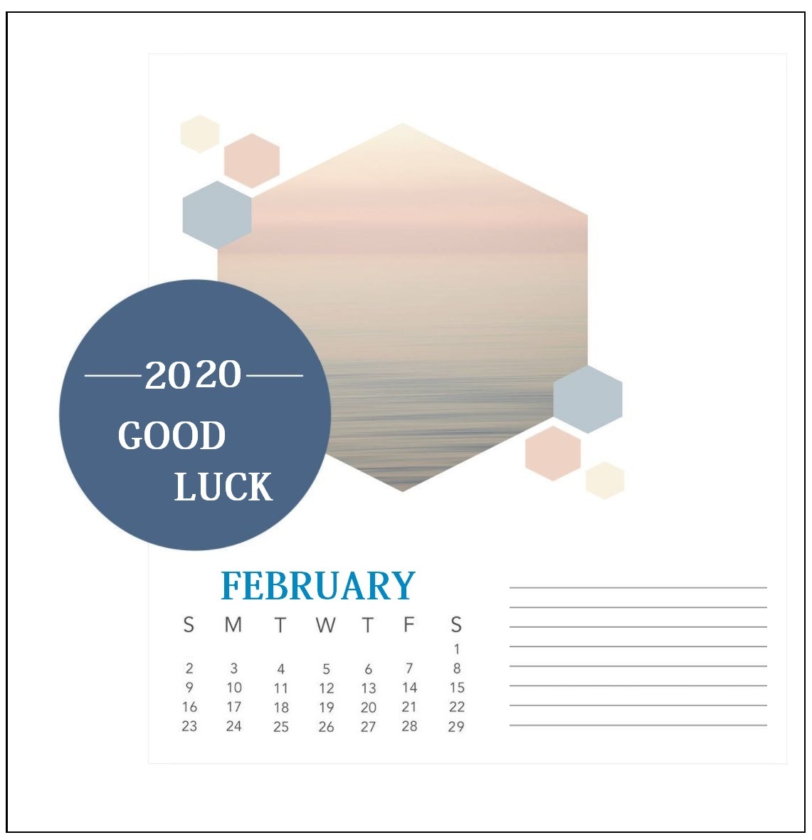 Free February 2020 Wall Calendar