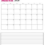 March 2020 Desk Calendar