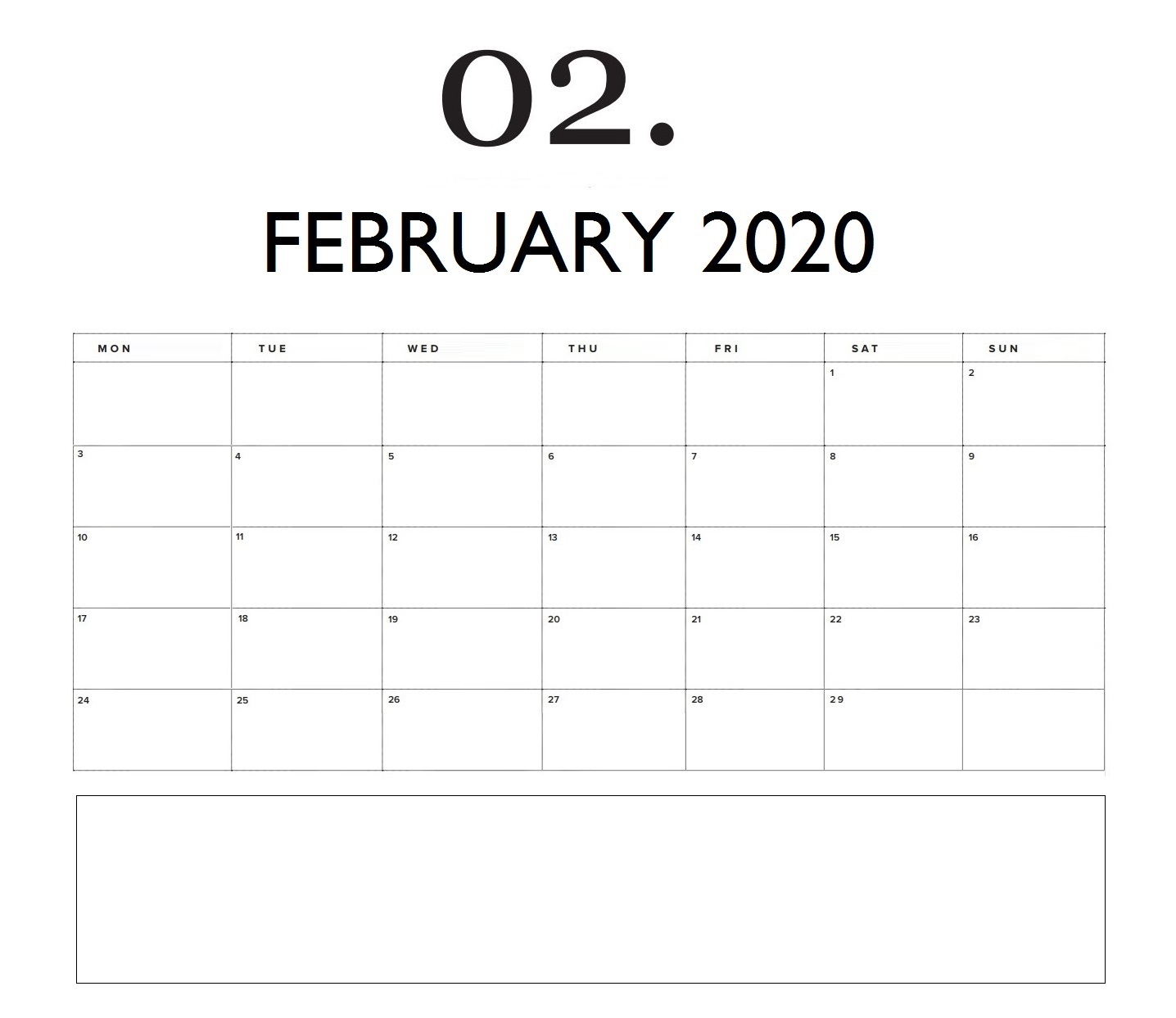 Printable February 2020 Calendar