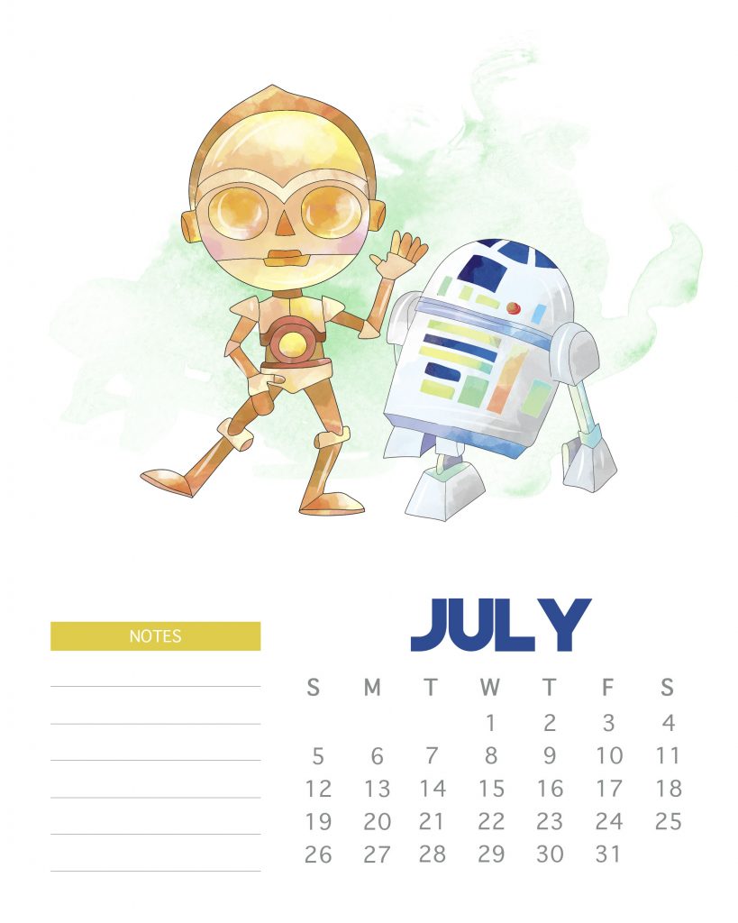 Star Wars July 2020 Calendar