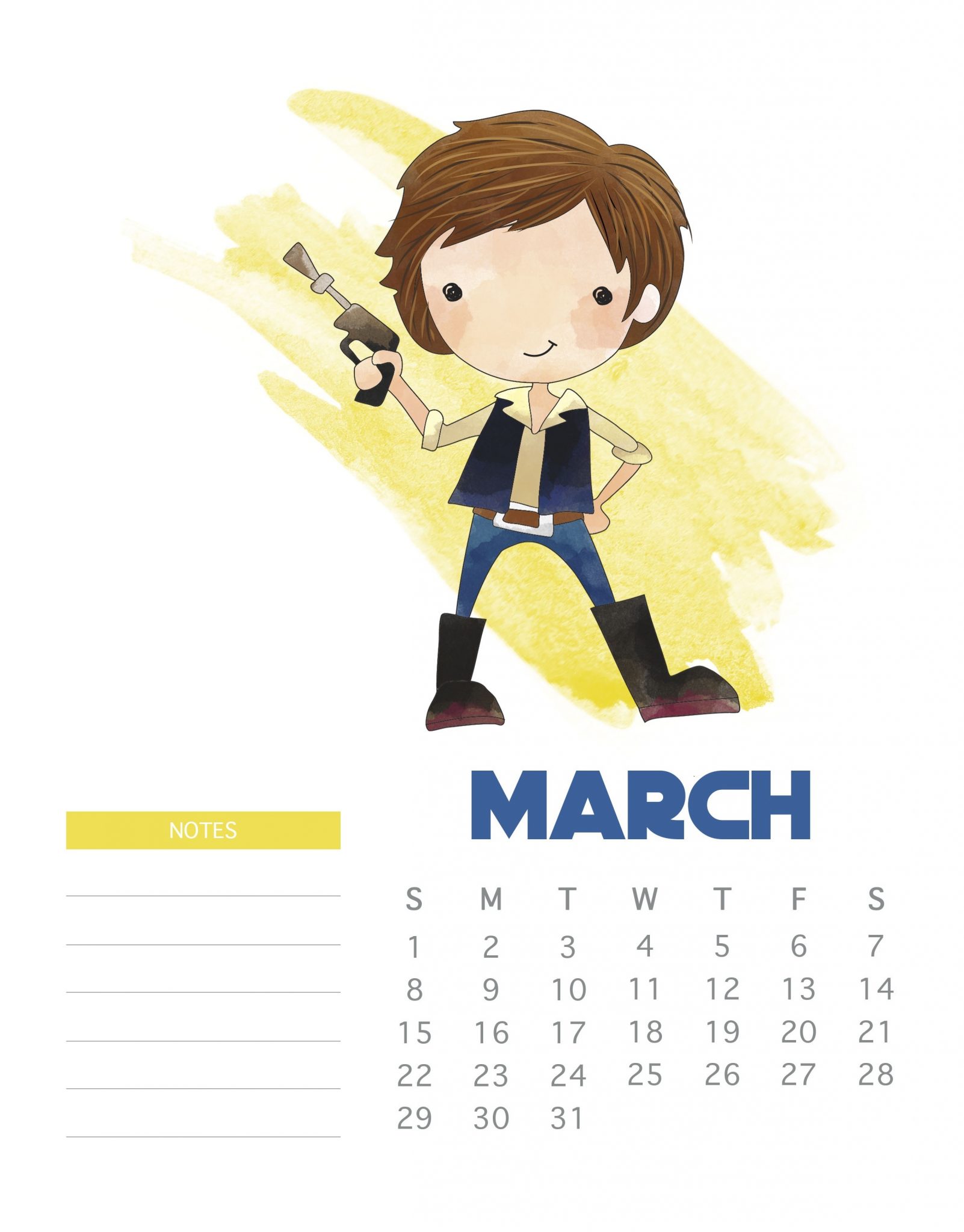 Star Wars March 2020 Calendar