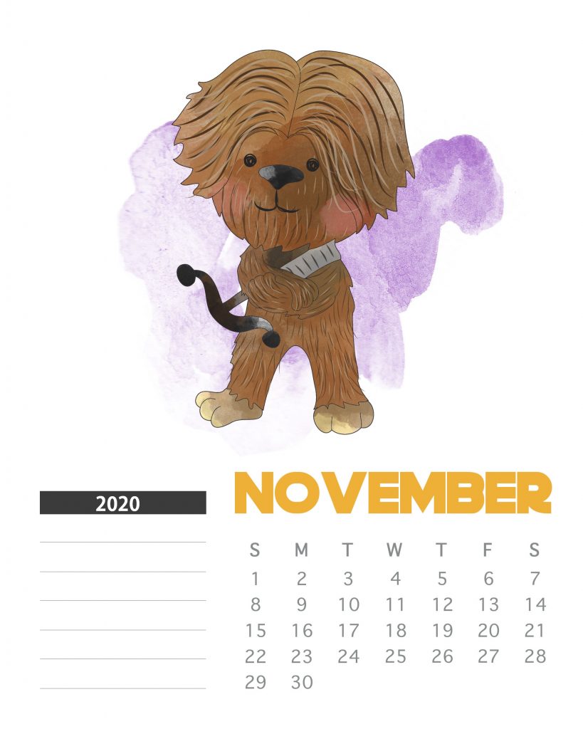 Star Wars November 2020 Calendar
