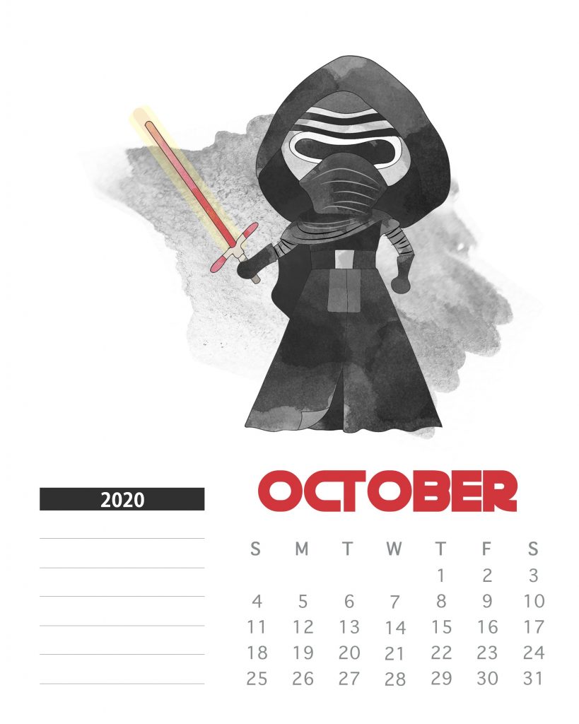 Star Wars October 2020 Calendar