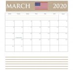 USA March 2020 Bank Holidays Calendar