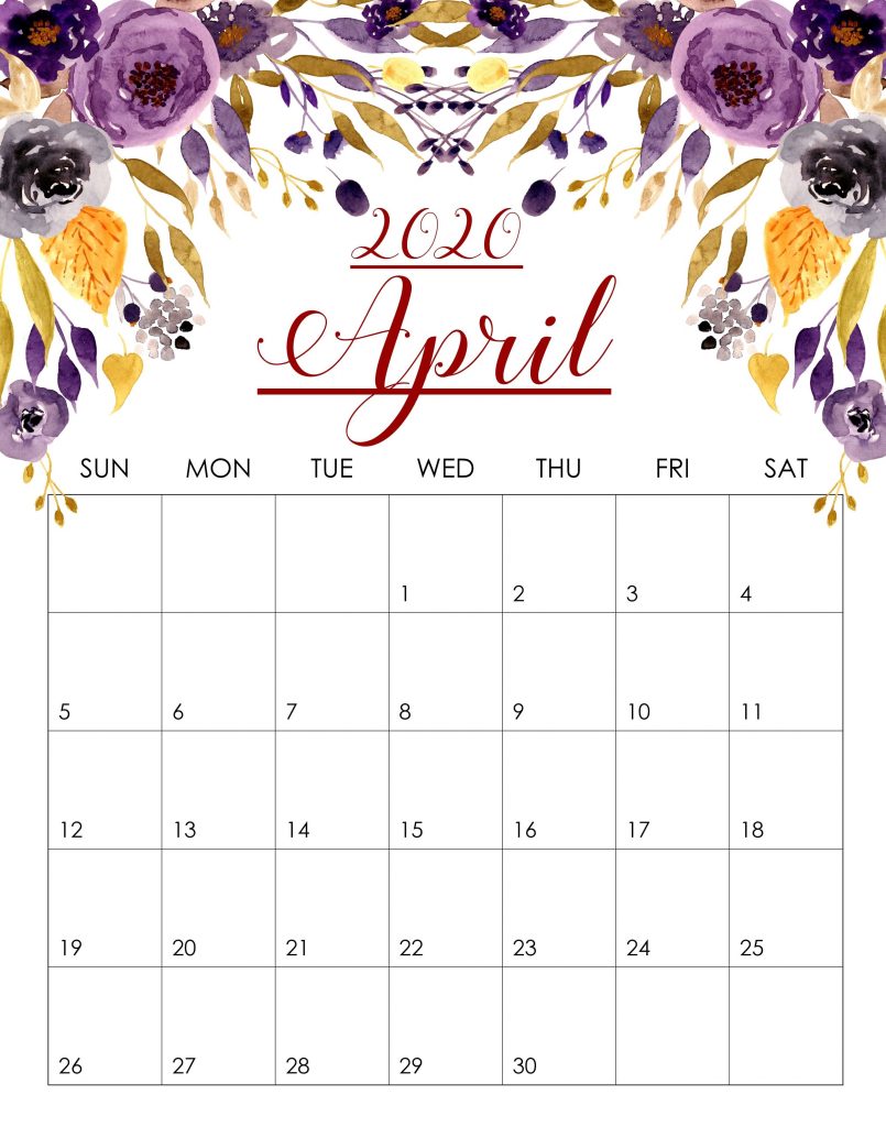 April 2020 Floral Calendar
